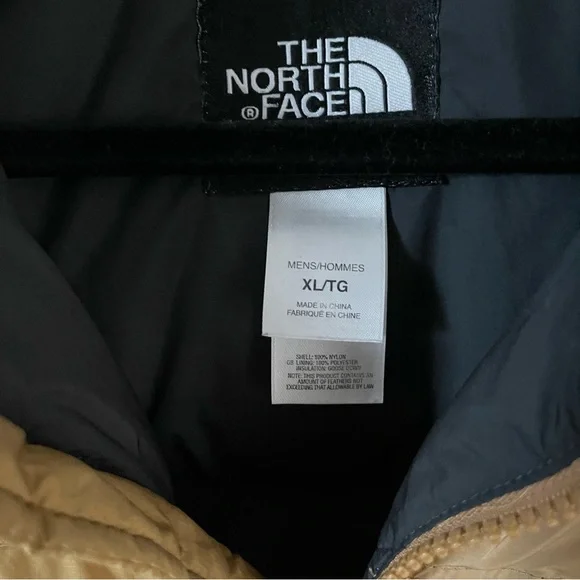The North Face Nuptse Tan Puffer Jacket Insulated Hooded Man Size XL